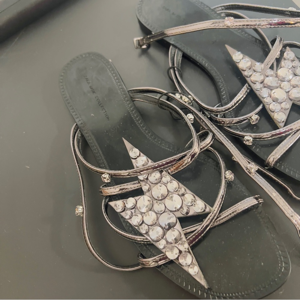 Zara Black Studded Sandals